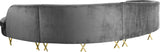 Serpentine Velvet / Engineered Wood / Steel Contemporary Grey Velvet 3pc. Sectional - 133" W x 63.5" D x 34.5" H