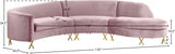 Serpentine Velvet / Engineered Wood / Steel Contemporary Pink Velvet 3pc. Sectional - 133" W x 63.5" D x 34.5" H