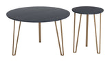 English Elm EE2662 MDF, Steel Modern Commercial Grade Accent Table Set Black, Gold MDF, Steel