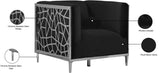 Opal Velvet / Engineered Wood / Stainless Steel / Foam Contemporary Black Velvet Chair - 35" W x 33.5" D x 30.5" H