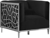 Opal Velvet / Engineered Wood / Stainless Steel / Foam Contemporary Black Velvet Chair - 35" W x 33.5" D x 30.5" H