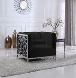 Opal Velvet / Engineered Wood / Stainless Steel / Foam Contemporary Black Velvet Chair - 35" W x 33.5" D x 30.5" H