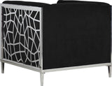 Opal Velvet / Engineered Wood / Stainless Steel / Foam Contemporary Black Velvet Chair - 35" W x 33.5" D x 30.5" H