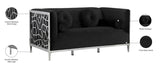 Opal Velvet / Engineered Wood / Stainless Steel / Foam Contemporary Black Velvet Loveseat - 64.5" W x 33.5" D x 30.5" H