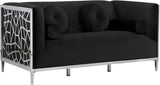 Opal Velvet / Engineered Wood / Stainless Steel / Foam Contemporary Black Velvet Loveseat - 64.5" W x 33.5" D x 30.5" H