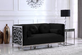 Opal Velvet / Engineered Wood / Stainless Steel / Foam Contemporary Black Velvet Loveseat - 64.5" W x 33.5" D x 30.5" H