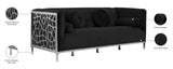 Opal Velvet / Engineered Wood / Stainless Steel / Foam Contemporary Black Velvet Sofa - 83" W x 33.5" D x 30.5" H