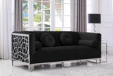 Opal Velvet / Engineered Wood / Stainless Steel / Foam Contemporary Black Velvet Sofa - 83" W x 33.5" D x 30.5" H