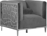 Opal Velvet / Engineered Wood / Stainless Steel / Foam Contemporary Grey Velvet Chair - 35" W x 33.5" D x 30.5" H