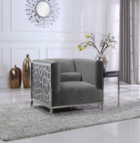 Opal Velvet / Engineered Wood / Stainless Steel / Foam Contemporary Grey Velvet Chair - 35" W x 33.5" D x 30.5" H