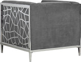 Opal Velvet / Engineered Wood / Stainless Steel / Foam Contemporary Grey Velvet Chair - 35" W x 33.5" D x 30.5" H