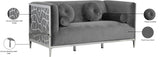 Opal Velvet / Engineered Wood / Stainless Steel / Foam Contemporary Grey Velvet Loveseat - 64.5" W x 33.5" D x 30.5" H