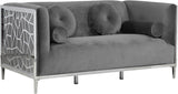 Opal Velvet / Engineered Wood / Stainless Steel / Foam Contemporary Grey Velvet Loveseat - 64.5" W x 33.5" D x 30.5" H