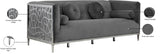 Opal Velvet / Engineered Wood / Stainless Steel / Foam Contemporary Grey Velvet Sofa - 83" W x 33.5" D x 30.5" H