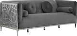 Opal Velvet / Engineered Wood / Stainless Steel / Foam Contemporary Grey Velvet Sofa - 83" W x 33.5" D x 30.5" H