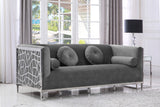 Opal Velvet / Engineered Wood / Stainless Steel / Foam Contemporary Grey Velvet Sofa - 83" W x 33.5" D x 30.5" H