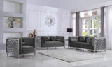 Opal Velvet / Engineered Wood / Stainless Steel / Foam Contemporary Grey Velvet Sofa - 83" W x 33.5" D x 30.5" H