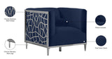 Opal Velvet / Engineered Wood / Stainless Steel / Foam Contemporary Navy Velvet Chair - 35" W x 33.5" D x 30.5" H