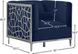 Opal Velvet / Engineered Wood / Stainless Steel / Foam Contemporary Navy Velvet Chair - 35" W x 33.5" D x 30.5" H