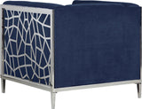 Opal Velvet / Engineered Wood / Stainless Steel / Foam Contemporary Navy Velvet Chair - 35" W x 33.5" D x 30.5" H