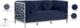 Opal Velvet / Engineered Wood / Stainless Steel / Foam Contemporary Navy Velvet Loveseat - 64.5" W x 33.5" D x 30.5" H