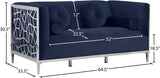 Opal Velvet / Engineered Wood / Stainless Steel / Foam Contemporary Navy Velvet Loveseat - 64.5" W x 33.5" D x 30.5" H