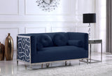 Opal Velvet / Engineered Wood / Stainless Steel / Foam Contemporary Navy Velvet Loveseat - 64.5" W x 33.5" D x 30.5" H