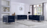 Opal Velvet / Engineered Wood / Stainless Steel / Foam Contemporary Navy Velvet Loveseat - 64.5" W x 33.5" D x 30.5" H