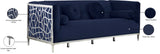 Opal Velvet / Engineered Wood / Stainless Steel / Foam Contemporary Navy Velvet Sofa - 83" W x 33.5" D x 30.5" H