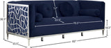 Opal Velvet / Engineered Wood / Stainless Steel / Foam Contemporary Navy Velvet Sofa - 83" W x 33.5" D x 30.5" H