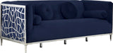 Opal Velvet / Engineered Wood / Stainless Steel / Foam Contemporary Navy Velvet Sofa - 83" W x 33.5" D x 30.5" H