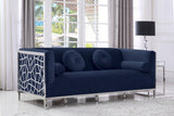 Opal Velvet / Engineered Wood / Stainless Steel / Foam Contemporary Navy Velvet Sofa - 83" W x 33.5" D x 30.5" H