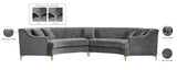 Jackson Velvet / Engineered Wood / Metal / Foam Contemporary Grey Velvet 2pc. Sectional - 142.5" W x 61.5" D x 33" H