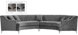 Jackson Velvet / Engineered Wood / Metal / Foam Contemporary Grey Velvet 2pc. Sectional - 142.5" W x 61.5" D x 33" H