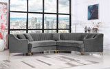 Jackson Velvet / Engineered Wood / Metal / Foam Contemporary Grey Velvet 2pc. Sectional - 142.5" W x 61.5" D x 33" H