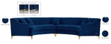 Jackson Velvet / Engineered Wood / Metal / Foam Contemporary Navy Velvet 2pc. Sectional - 142.5" W x 61.5" D x 33" H