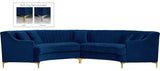 Jackson Velvet / Engineered Wood / Metal / Foam Contemporary Navy Velvet 2pc. Sectional - 142.5" W x 61.5" D x 33" H