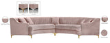 Jackson Velvet / Engineered Wood / Metal / Foam Contemporary Pink Velvet 2pc. Sectional - 142.5" W x 61.5" D x 33" H