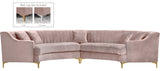 Jackson Velvet / Engineered Wood / Metal / Foam Contemporary Pink Velvet 2pc. Sectional - 142.5" W x 61.5" D x 33" H