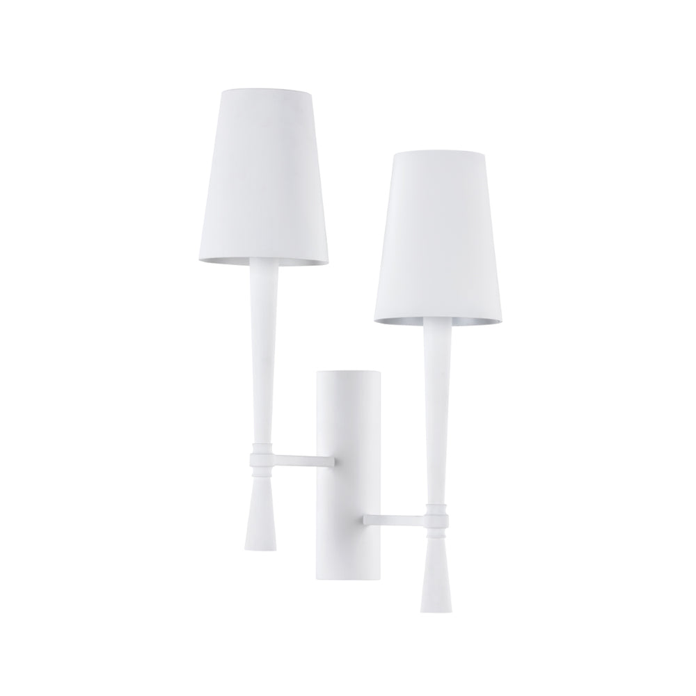 Dumas Plaster Sconce - Elegant Two-Light Wall Fixture with Rustic Matte White Steel Finish