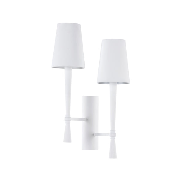 Dumas Plaster Sconce - Elegant Two-Light Wall Fixture with Rustic Matte White Steel Finish