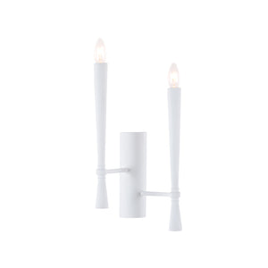Dumas Plaster Sconce - Elegant Two-Light Wall Fixture with Rustic Matte White Steel Finish