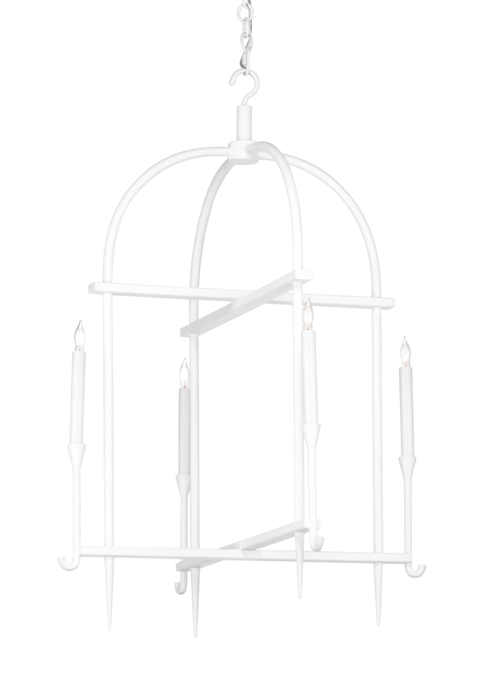 Diego Lantern - Elegant White Steel & Plaster Fixture for Stunning Home Ambiance - 4 Bulb Design