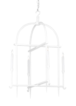 Diego Lantern - Elegant White Steel & Plaster Fixture for Stunning Home Ambiance - 4 Bulb Design