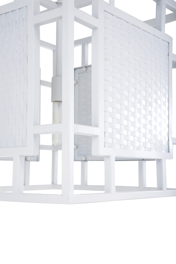 Trellis Pendant Light - Customizable Open Frame Design with Woven Panels & Adjustable Hanging Rods