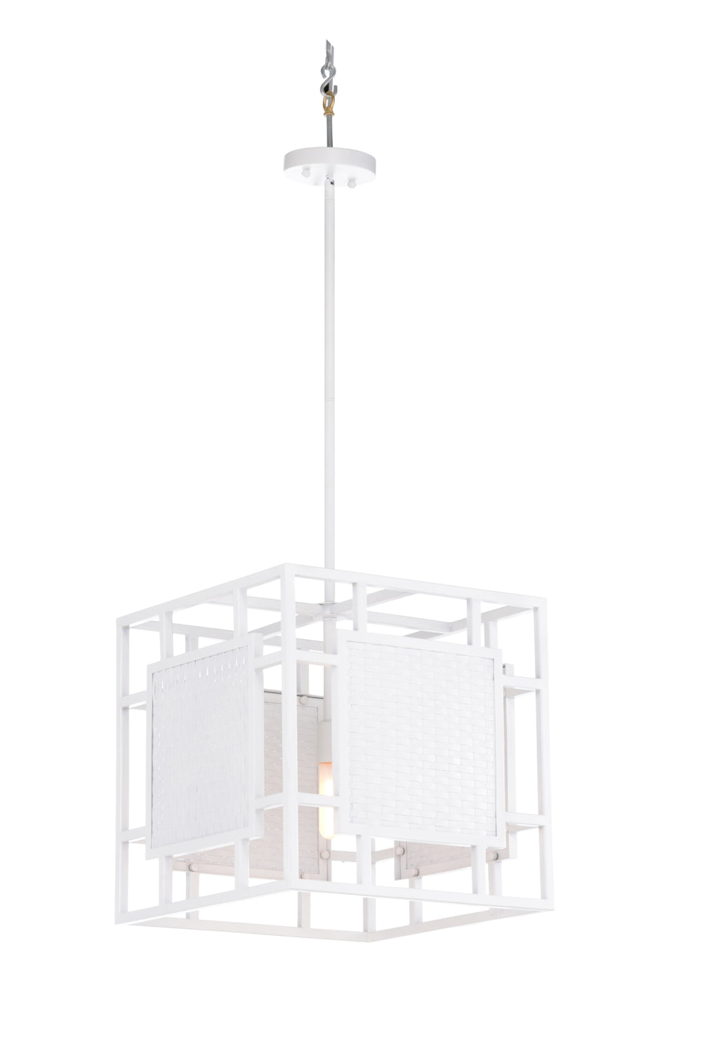 Trellis Pendant Light - Customizable Open Frame Design with Woven Panels & Adjustable Hanging Rods