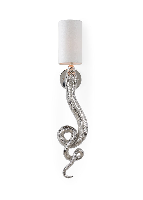 Sapera Sconce - Stunning Iron Wall Light With Serpent Design and Cream Drum Shade for Ambient Elegance