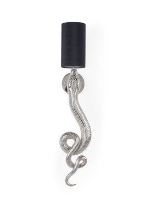 Sapera Sconce - Stunning Iron Wall Light With Serpent Design and Cream Drum Shade for Ambient Elegance