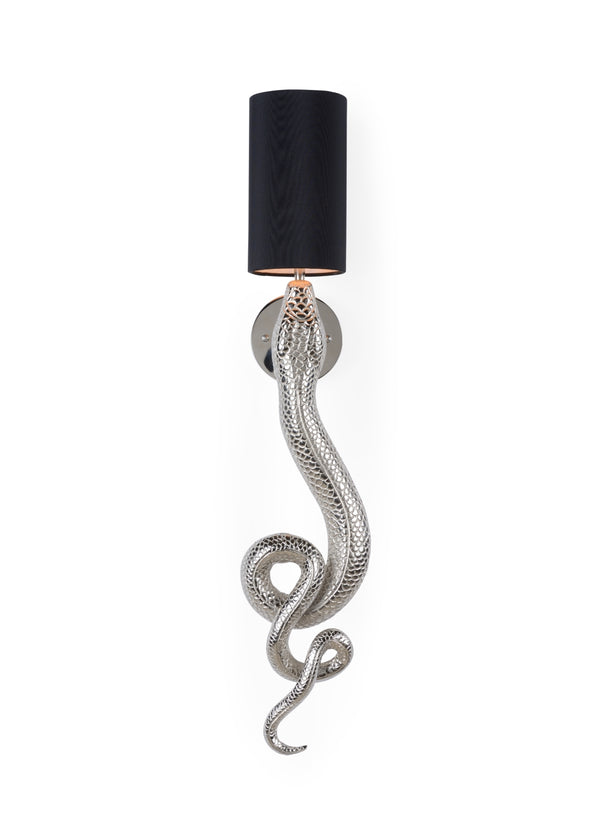 Sapera Sconce - Stunning Iron Wall Light With Serpent Design and Cream Drum Shade for Ambient Elegance