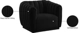 Dixie Velvet / Pine Wood / Foam Contemporary Black Velvet Chair - 42" W x 37" D x 32.5" H